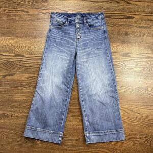 J Jill Denim Jeans Womens 6 Blue Medium Wash High Rise Wide Leg Crop Button Fly